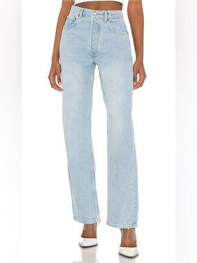 NEW Boyish The Ziggy Relaxed High Rise Leg stright Jean Sunrise Light Blue wash